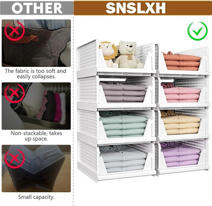 SNSLXH 5 Pack Stackable Closet Storage Basket, Space-Saving Clothes Storage - Image 3
