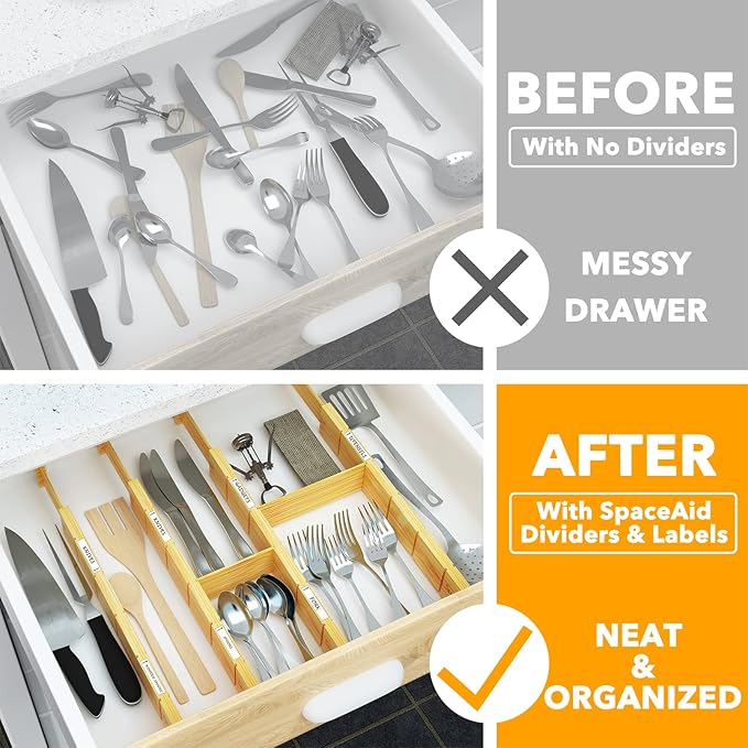 SpaceAid Bamboo Drawer Dividers - Image 2