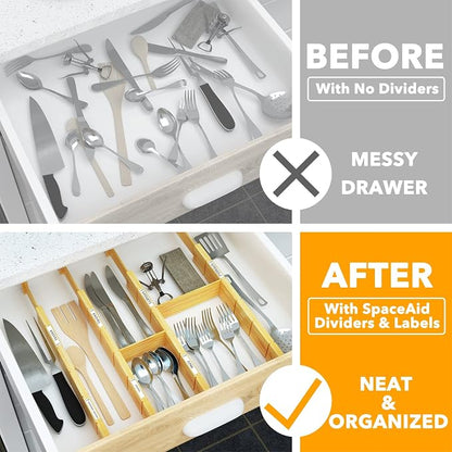 SpaceAid Bamboo 13.25-17“ Drawer Dividers Kitchen Adjustable Organizers - Image 3