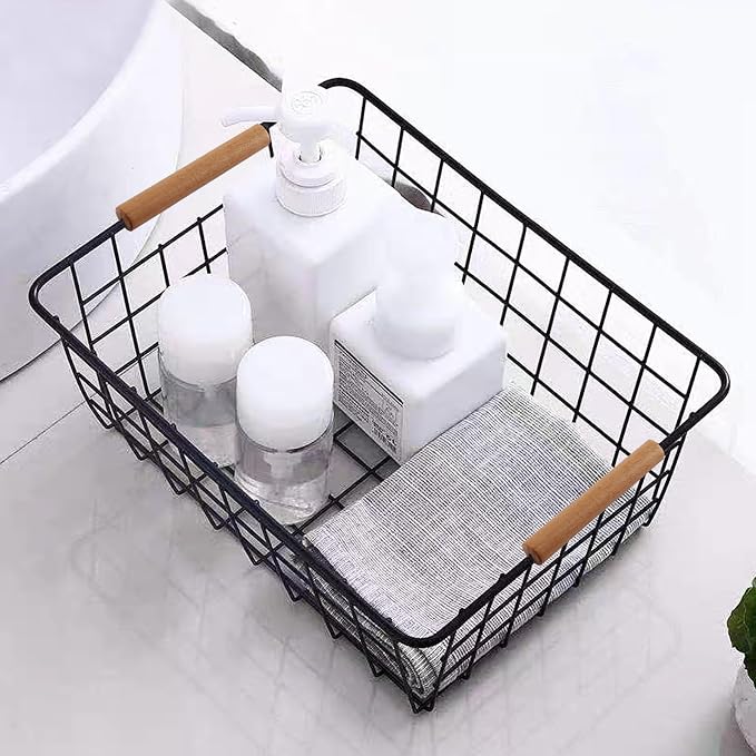 4 Pack Black Metal Wire Storage Baskets, Pantry Baskets - Image 8