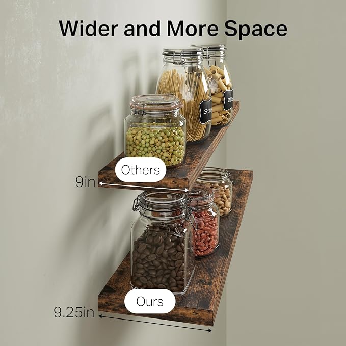 BAYKA Floating Shelves, 35.4 inches Long Wall Mounted Rustic Wood Shelves - Image 6