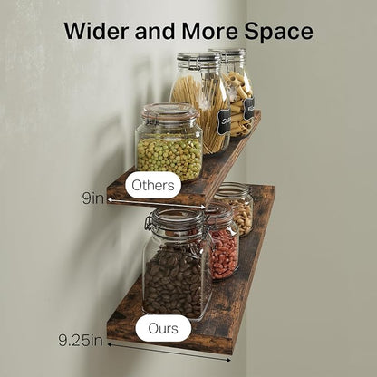 BAYKA Floating Shelves, 35.4 inches Long Wall Mounted Rustic Wood Shelves - Image 6