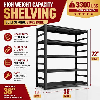 Garage Shelving, 2-in-1 Adjustable Storage Shelves - Image 2