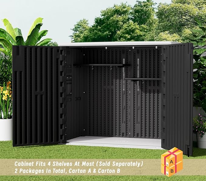 KINYING Outdoor Horizontal Storage Sheds, 37 Cu.ft Outdoor Storage Cabinet - Image 8