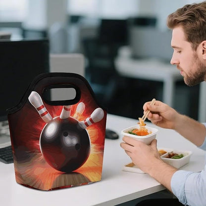 Bowling Ball Lunch Bag Cooler Bag Tote Bags | Reusable Portable Lunch Box - Image 5
