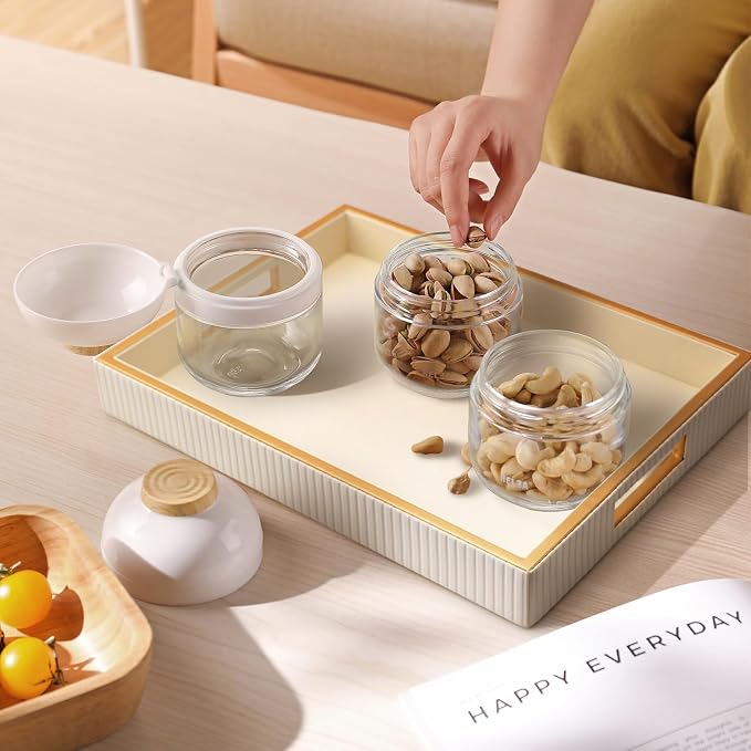 SANZIE Leather Tray Desktop Storage Organizer Premium Serving Tray Decorative - Image 6