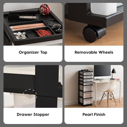 IRIS USA 2 Pack 7-Drawer Plastic Storage Rolling Organizer Cart - Image 4