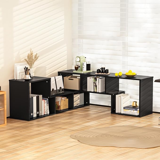 Recaceik Cube Bookshelf 2 Shelf Bookcase L-Shaped TV Console Stand Modern - Image 4