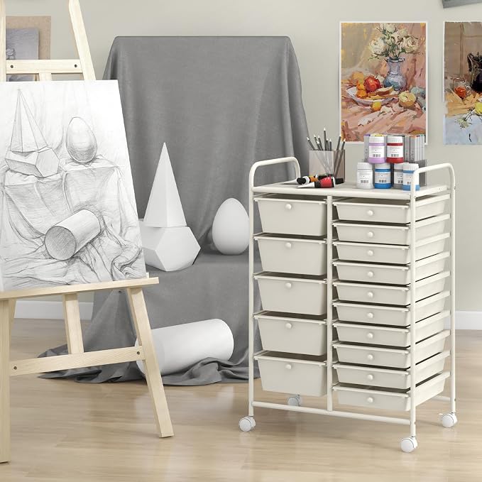 Giantex 15 Drawers Rolling Cart, Classroom Organizers, Storage Cart - Image 9