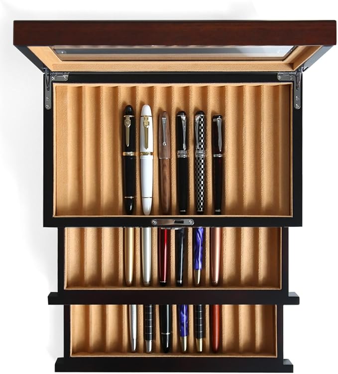Wood Pen Display case 36 Slot Fountain Pen Box Storage Organizer by Besforu