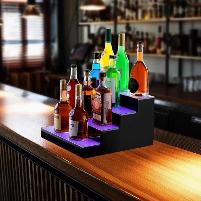 VEVOR LED Lighted Liquor Bottle Display, 4 Tiers 16 Inch Commercial Illuminated - Image 8