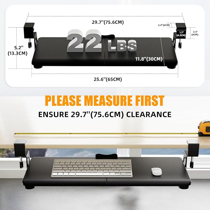 ERGOMAKER Keyboard Tray Under Desk, Pull Out Keyboard Tray - Image 3