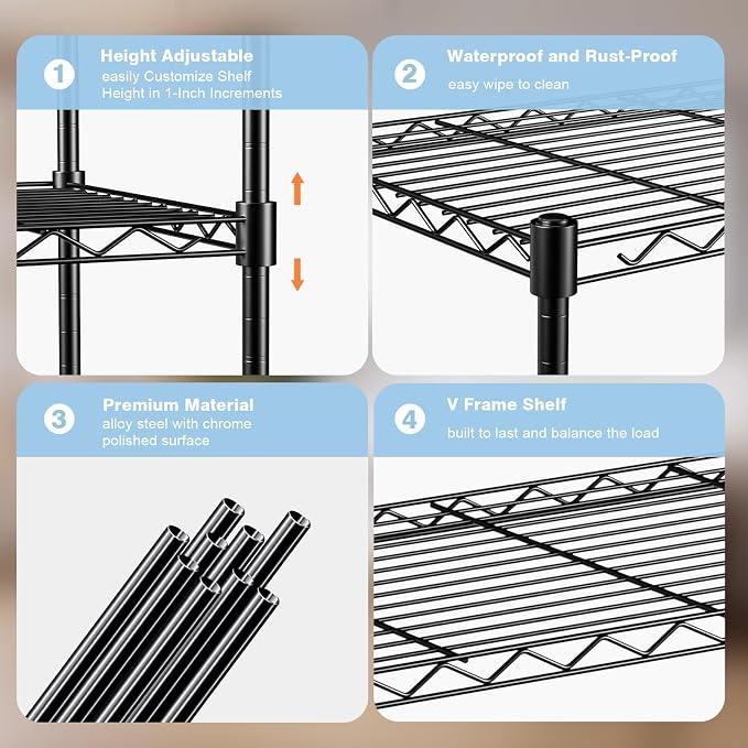 1-Tier Wire Shelf Rack, Single Metal Shelves Rack | Height Adjustable Metal - Image 9