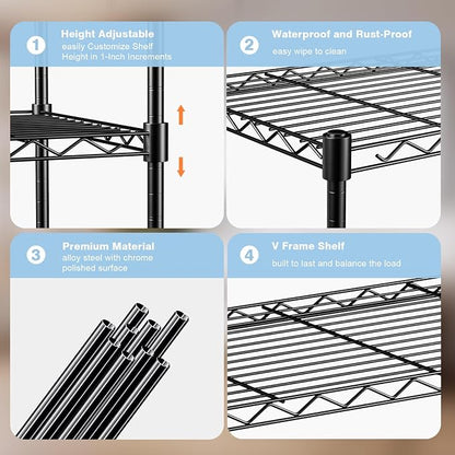 1-Tier Wire Shelf Rack, Single Metal Shelves Rack | Height Adjustable Metal - Image 9