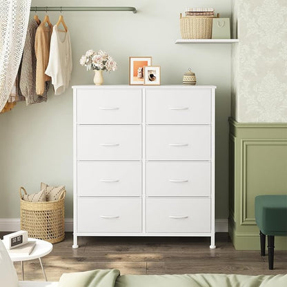 Sweetcrispy 8 Drawer Fabric White Dresser - Image 2