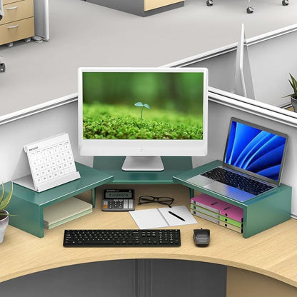 Dual Monitor Stand for Desk, Metal Computer Stand, Desk Shelf Riser, Desktop - Image 5
