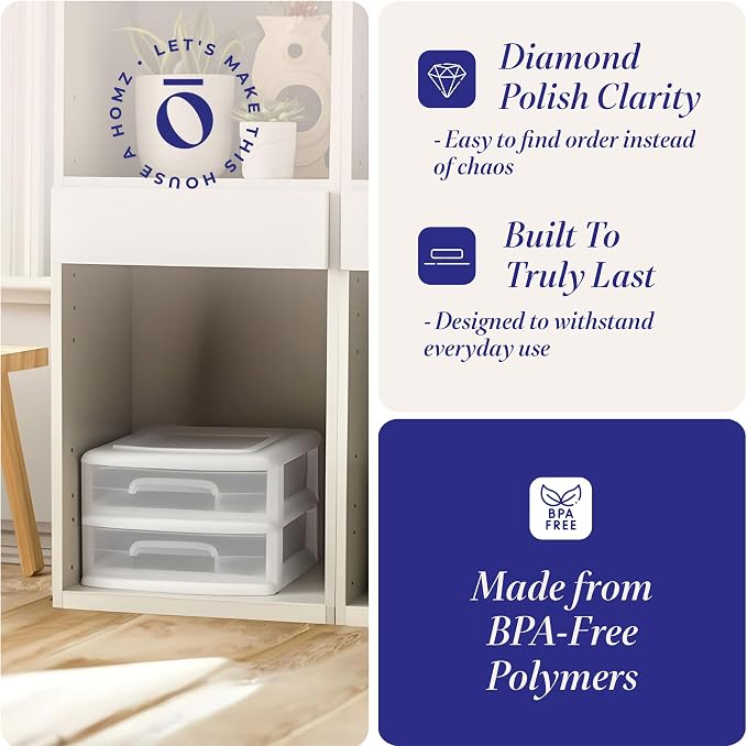 HOMZ 2-Pack 2-Drawer Storage Cart, 14.25" Wide Medium, and Classroom - Image 5