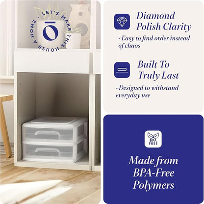 HOMZ 2-Pack 2-Drawer Storage Cart, 14.25" Wide Medium, and Classroom - Image 5