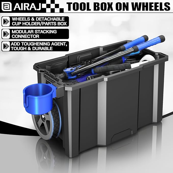 Rolling Tool Box With Wheels | 3 Tier Portable Stackable Tool Box Set | Garage - Image 6