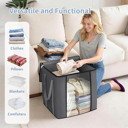 120L Extra Large Clothes Storage Bags, 3 Pack Blanket & Clothing Storage Bins - Image 5