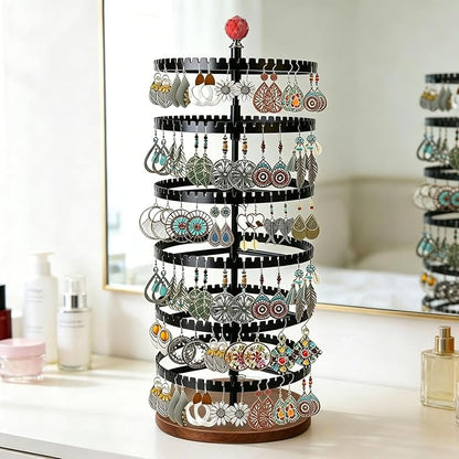 6-story rotating earring rack storage rack, adjustable plastic pendant display - Image 2