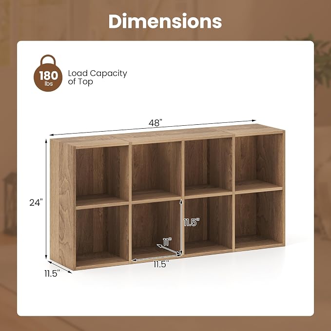 Giantex 8-Cube Bookcase, 3-Tier Cubby Bookshelf, Horizontal Vertical Display - Image 3