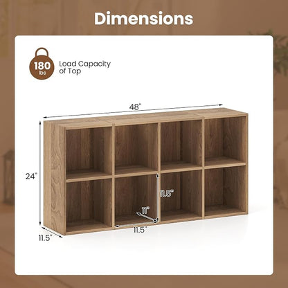 Giantex 8-Cube Bookcase, 3-Tier Cubby Bookshelf, Horizontal Vertical Display - Image 3