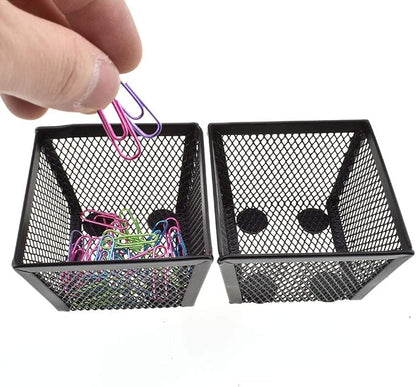 HAHIYO Stackable Paper Clip Mesh Holder cup 2.2" Height 2 Pack Black Sturdy - Image 5