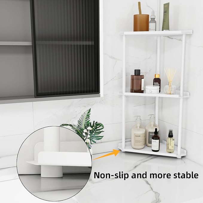 FLE Corner Bathroom Counter Organizer, Bathroom Organizer Countertop White | 3 - Image 4