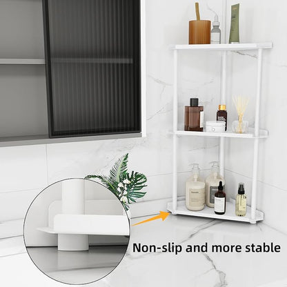 FLE Corner Bathroom Counter Organizer, Bathroom Organizer Countertop White | 3 - Image 4