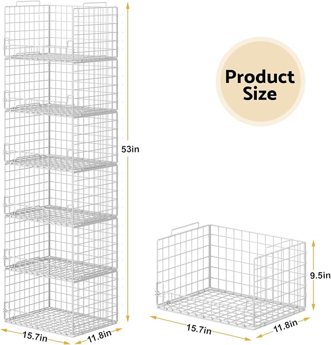 6-Tier Stackable Closet Organizers and Storage Basket - Image 4