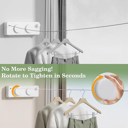 Danpoo Retractable Clothesline, Anti-Sag Adjustable Knob Heavy-Duty Clothes Line - Image 7