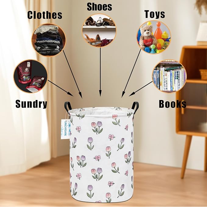 LANGYASHAN Laundry Basket Canvas Fabric Collapsible Organizer Basket - Image 4