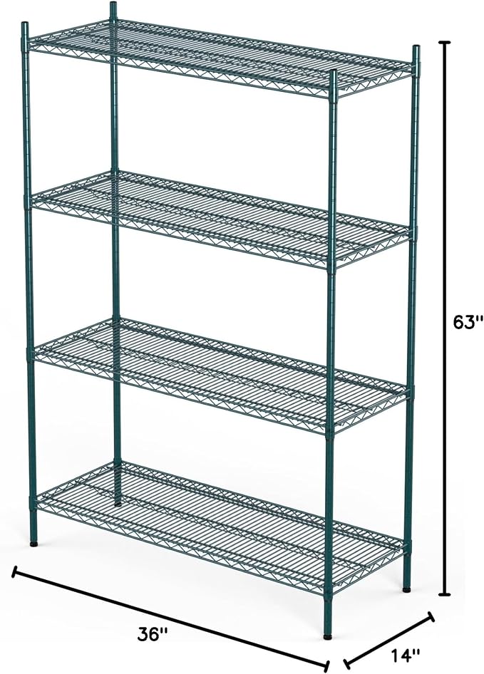 APLSS NSF 4-Tier Green-Epoxy Storage Shelves, Moist&Dry Environments, - Image 3