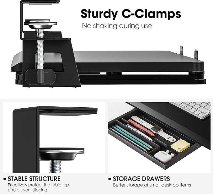 Fenge Keyboard Tray Under Desk, Pull Out Keyboard & Mouse Tray - Image 3