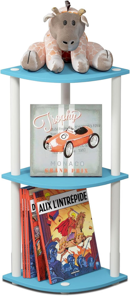 Furinno TURN-N-TUBE Corner Shelf, 3-Tier Corner Bookshelf, Display Storage by Furinno-FitsYourSpaceFitsYourBudget
