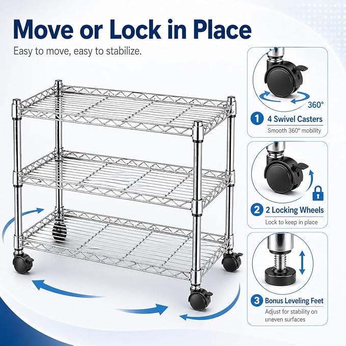 Simple Deluxe 3-Tier Storage Shelves, 750 Lbs Loading Capacity, 24.02" W x - Image 4