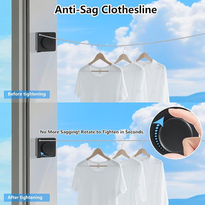 15.7Ft Retractable Clothesline Indoor an Anti-sag Retractable Clothesline - Image 4