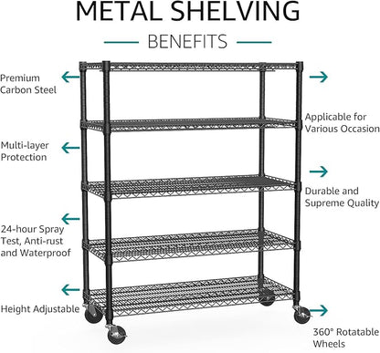 IZEUK Garage Shelving Wide Storage Shelves 5 Tier Metal Shelves 4000 LBS Heavy - Image 4