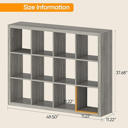 furtble Bookshelf with Storage Bins, 12-Cube Storage Organizer, Modern Wood - Image 3