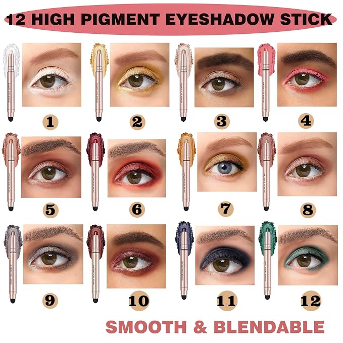 Black Cream Eyeshadow Stick, Single Shimmer Eyeshadow Pencil, Waterproof Long - Image 4