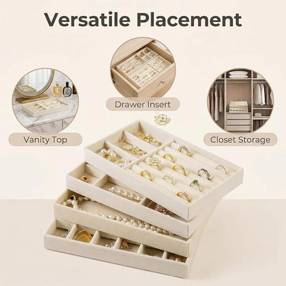 Velvet Jewelry Organizer for Drawer, Stackable Jewelry Drawer Inserts in Dresser - Image 7