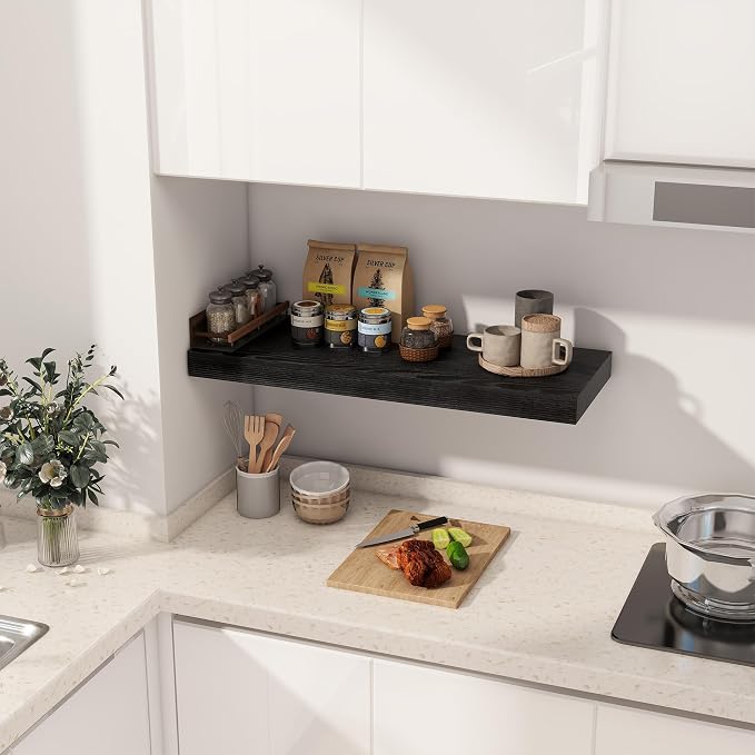 Fun Memories Black Floating Shelves 30" W x 12" D, 12 Inch Deep Floating Shelf - Image 2