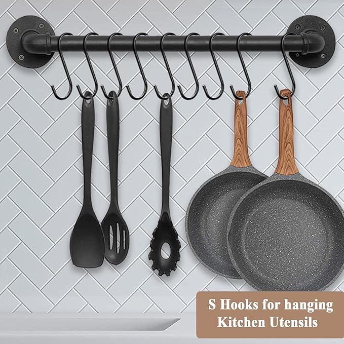 ESFUN 30 Pack 3.7 inch Length S Hooks Black Steel S Shaped Hooks - Image 4