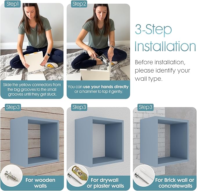 Cube Floating Shelves Set2, Display Shelves Wall Mount 7.75" D x 12.5" W x - Image 4