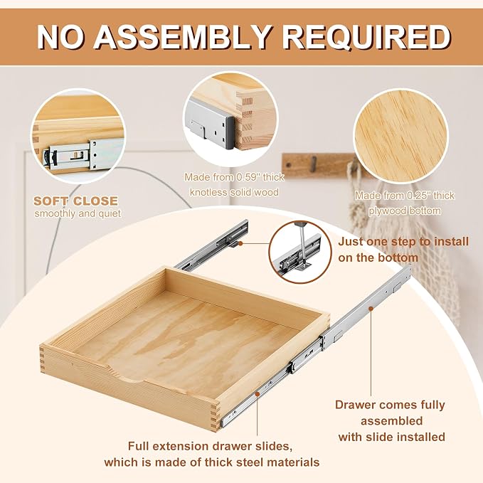 Menkxi 2 Set Pull out Tray Cabinet Organizer Wooden Pull Drawers storage Slide - Image 3
