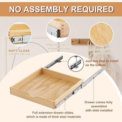 Menkxi 2 Set Pull out Tray Cabinet Organizer Wooden Pull Drawers storage Slide - Image 3