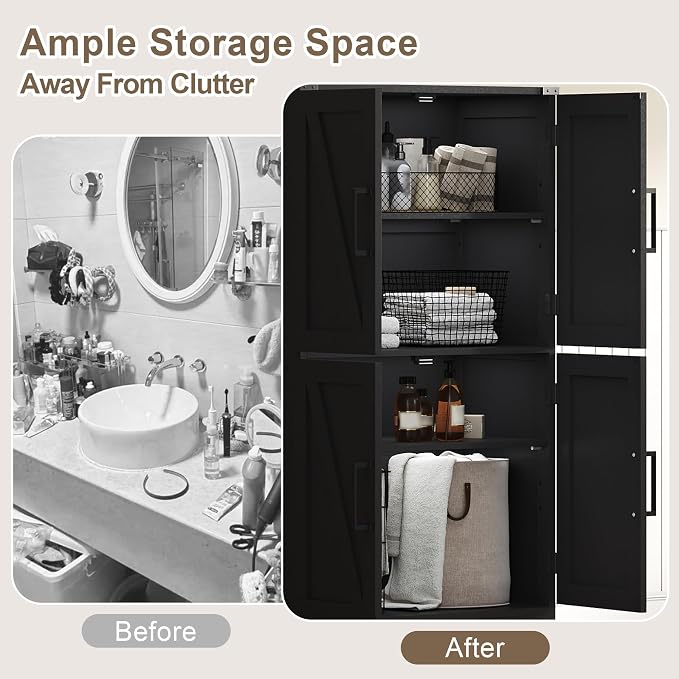 Treocho Farmhouse Bathroom Floor Cabinet - Image 4