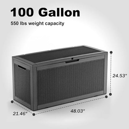 100 Gallon Deck Box, Resin Outdoor Storage Box - Image 2