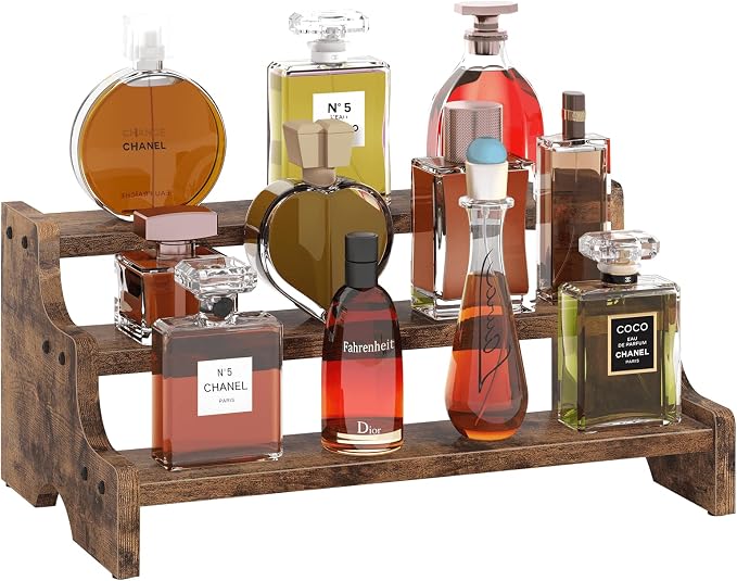 Wooden Display Riser Stand, Tiered Perfume and Cologne Organizer Stand by BCOZLUX